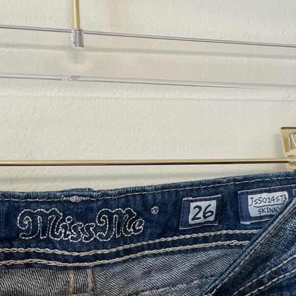 Miss Me Women's Skinny Jeans - Dark Blue - Picture 4 of 7